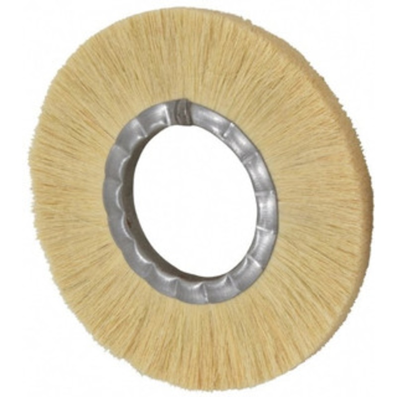 Osborn 8 OD, 3-1/4 Arbor Hole, Crimped Natural Fiber Wheel Brush 17/32 Face Width, 1-7/8 Trim Length, 4,800 RPM 0002051700 – 06081657