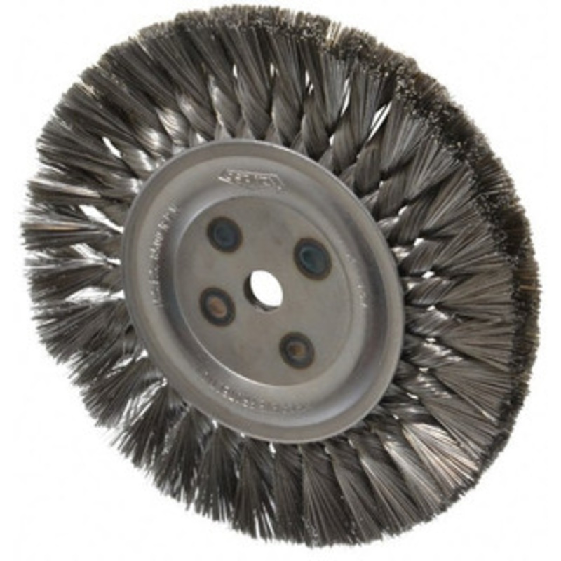 Osborn 8 OD, 5/8 Arbor Hole, Knotted Steel Wheel Brush 5/8 Face Width, 1-11/16 Trim Length, 0.014 Filament Diam, 8,500 RPM 0002674700 – 06083034