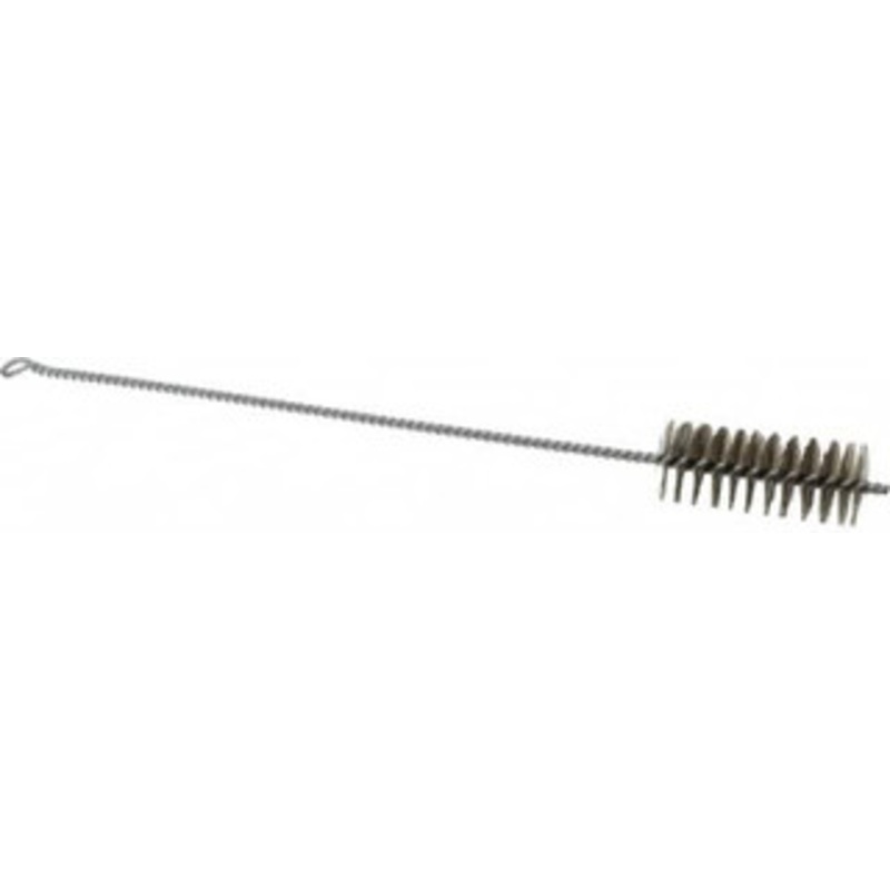 Schaefer Brush 3 Long x 1-1/4 Diam Stainless Steel Long Handle Wire Tube Brush Single Spiral, 15 OAL, 0.007 Wire Diam, 3/8 Shank Diam 14416 – 09395286