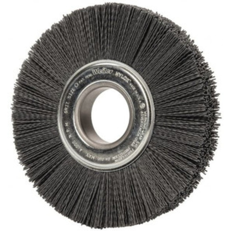 Weiler Abrasives 8 OD, 2 Arbor Hole, Crimped Nylon Wheel Brush 1 Face Width, 2-1/4 Trim Length, 0.04 Filament Diam, 3,600 RPM 97735 – 00291484