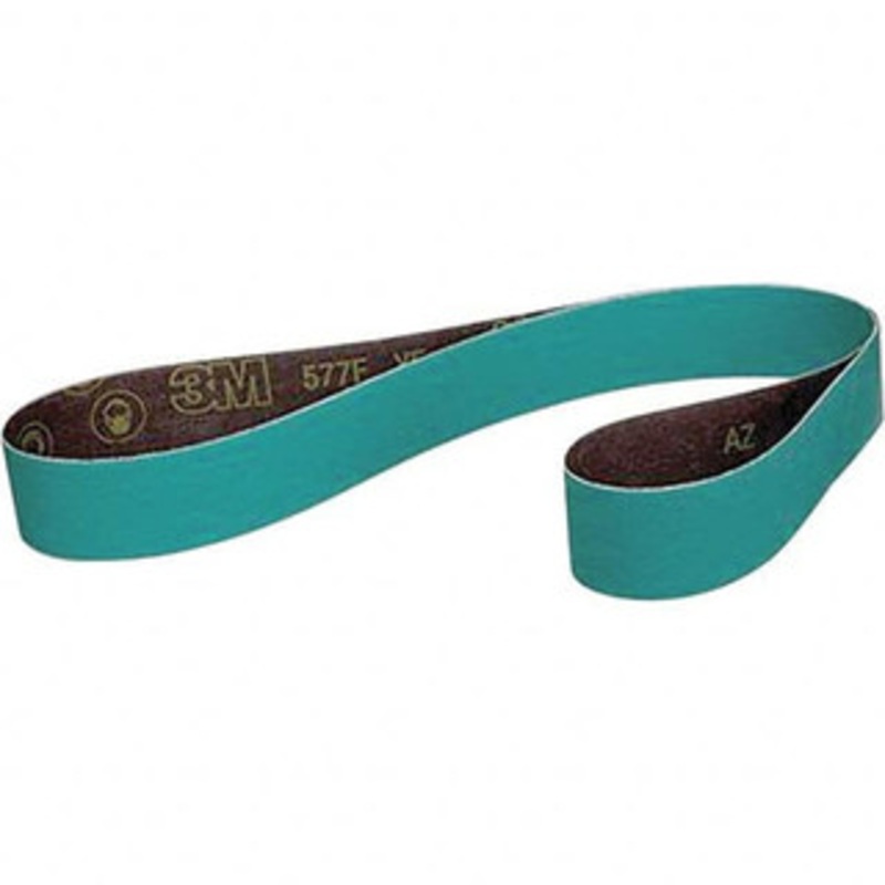3M 2 Wide x 60 OAL, 36 Grit, Zirconia Alumina Abrasive Belt Zirconia Alumina, Very Coarse, Coated, YF Weighted Cloth Backing, Series 577F 7010327293 – 79112678