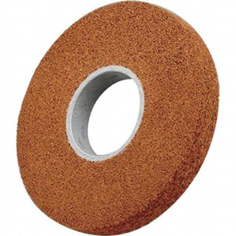 3M 8 Diam, 2 Face Width, 3 Center Hole, Medium Grade, Aluminum Oxide Deburring Wheel Convolute, Hard Density 7 Grade, 4,500 RPM 7000045985 – 01175728