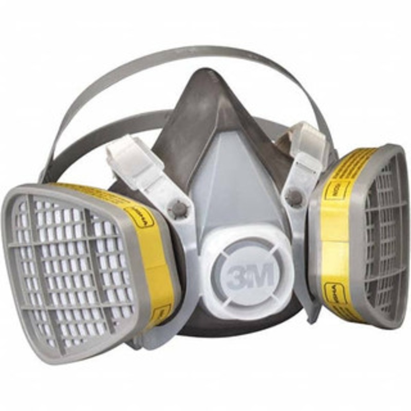 3M Size L, Thermoplastic Elastomer, Half Mask Facepiece Respirator Assembly Protection from Organic Vapor/Acid Gas, 4 Point Suspension 7000051848 – 04489779