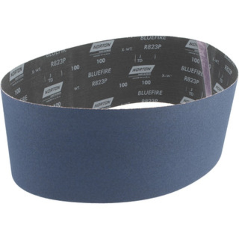Norton 6 Wide x 48 OAL, 100 Grit, Zirconia Alumina Abrasive Belt Zirconia Alumina, Fine, Coated, X Weighted Cloth Backing, Series R823 78072728933 – 85129104