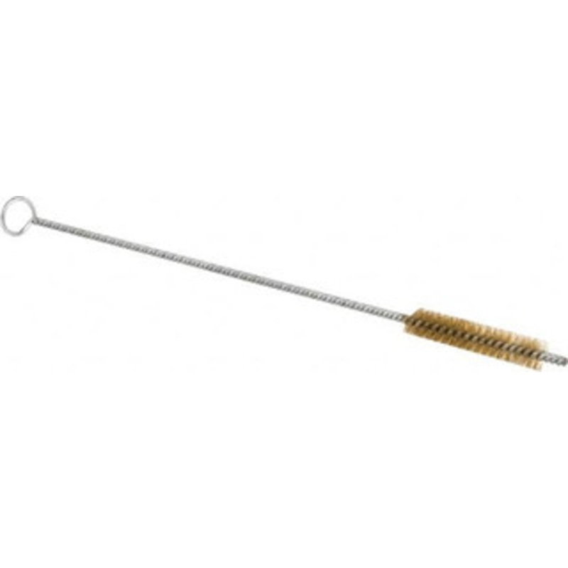 Schaefer Brush 3 Long x 1/2 Diam Brass Long Handle Wire Tube Brush Single Spiral, 27 OAL, 0.006 Wire Diam, 0.17 Shank Diam 14646 – 09395435