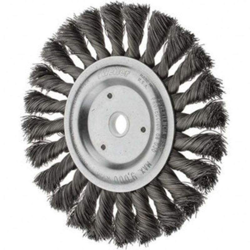 Weiler Abrasives 6 OD, 5/8 Arbor Hole, Knotted Steel Wheel Brush 1/2 Face Width, 1-1/2 Trim Length, 0.014 Filament Diam, 9,000 RPM 94847 – 64705163
