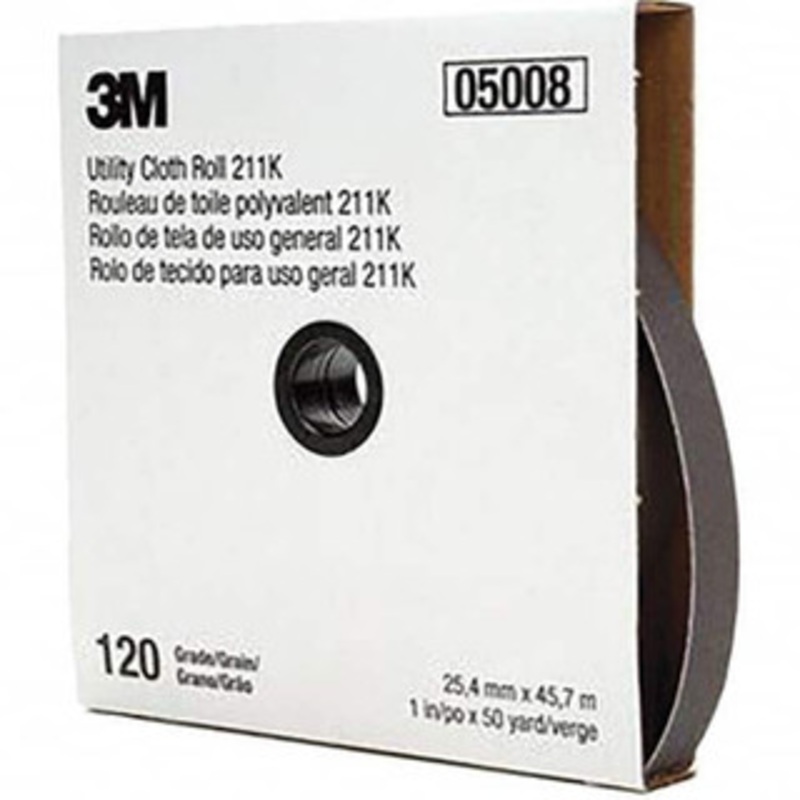 3M 1 x 50 Yd 120 Grit Aluminum Oxide Shop Roll Fine Grade, J Weighted Cloth Backing 7000118335 – 01653658