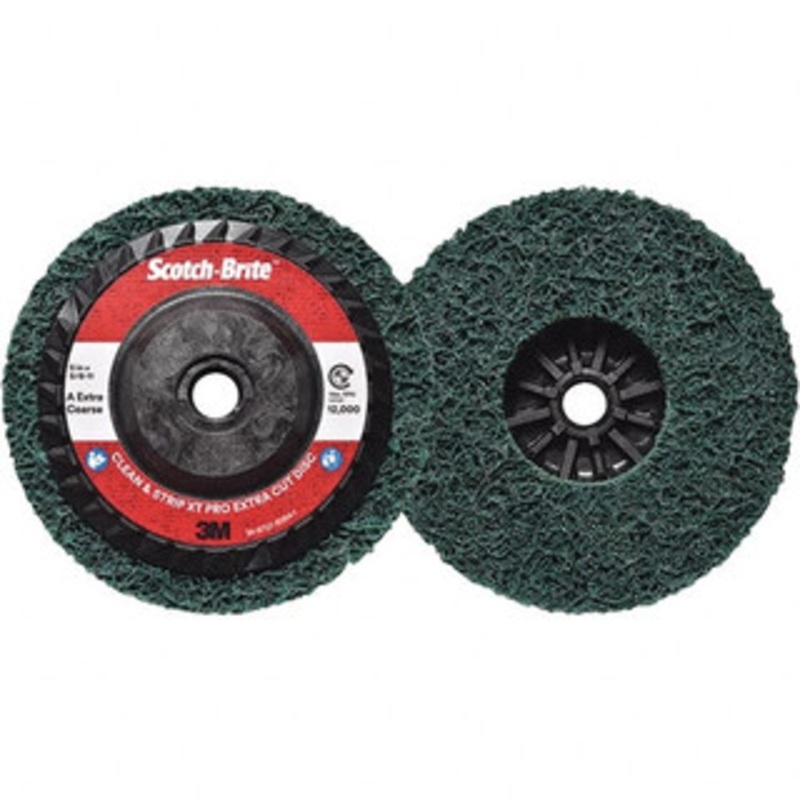 3M 5 Extra Coarse Grade Aluminum Oxide Deburring Disc 5/8-11 Threaded Center Hole, Quick Change Connection, Green, 12,000 Max RPM 7100177492 – 11030244