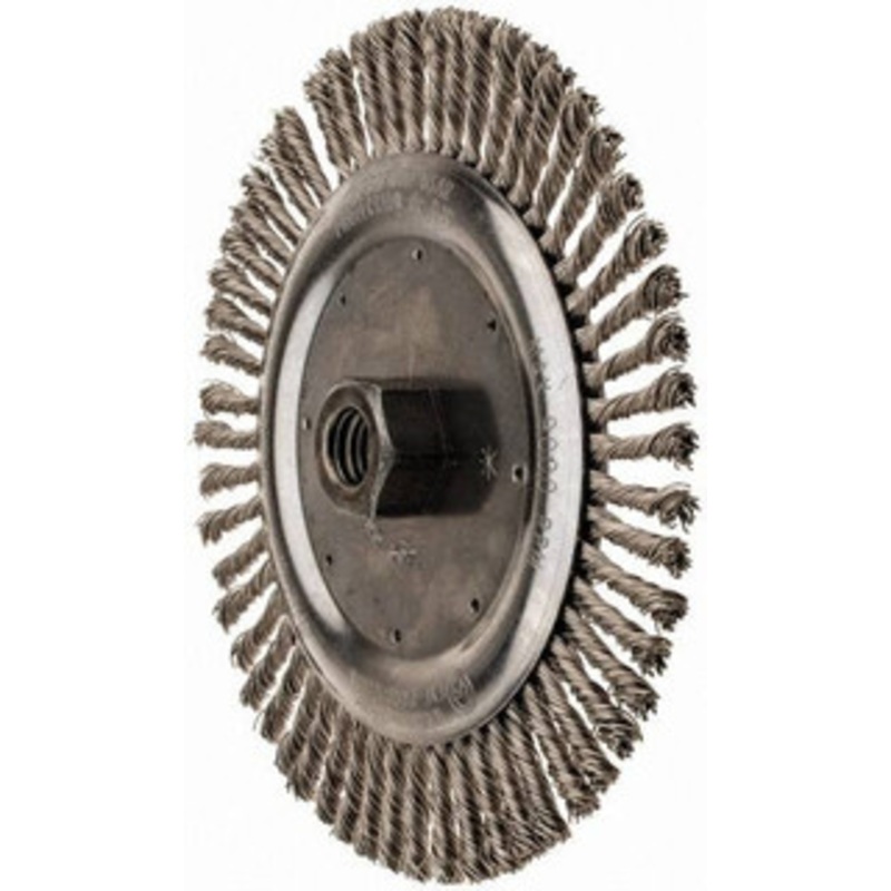 Anderson Products 6-7/8 OD, 5/8-11 Arbor Hole, Knotted Stainless Steel Wheel Brush 3/16 Face Width, 1-1/4 Trim Length, 0.02 Filament Diam, 9,000 RPM 12365 – 00578740