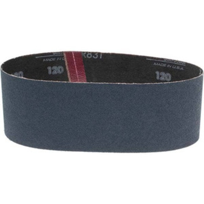 Norton 3 Wide x 21 OAL, 120 Grit, Zirconia Alumina Abrasive Belt Zirconia Alumina, Fine, Coated, Y Weighted Cloth Backing, Series 3X 07660749262 – 03061769