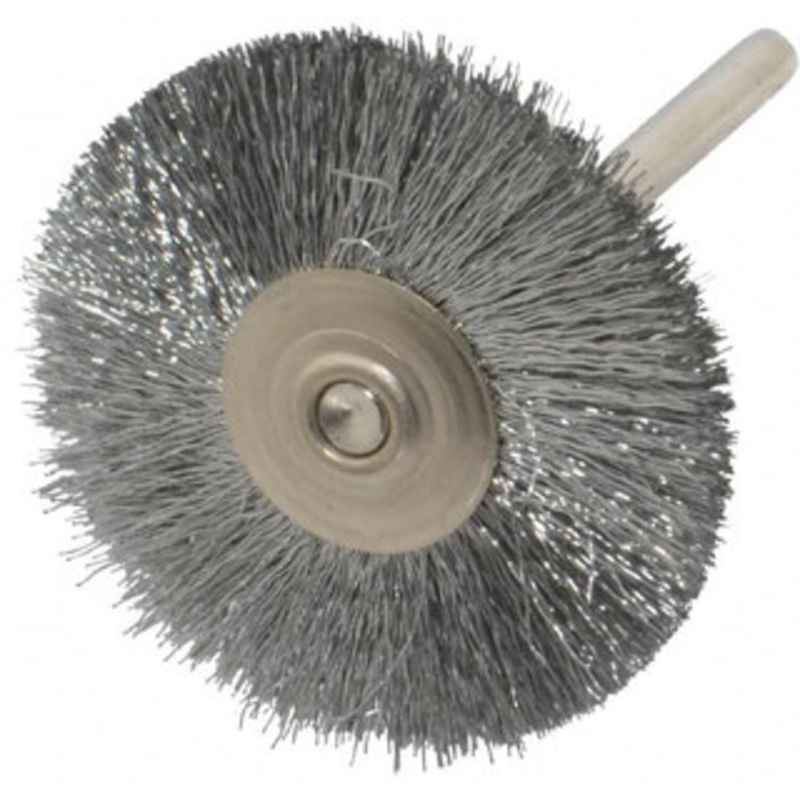 Weiler Abrasives 1-1/4 OD, 1/8 Shank Diam, Crimped Steel Wheel Brush 3/8 Trim Length, 0.005 Filament Diam, 37,000 RPM 98426 – 75852186