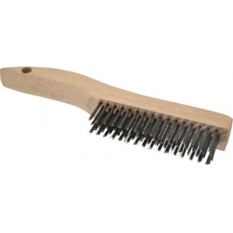 Weiler Abrasives 4 Rows x 16 Columns Steel Scratch Brush 5 Brush Length, 10 OAL, 1-3/16 Trim Length, Wood Shoe Handle 98545 – 82071481