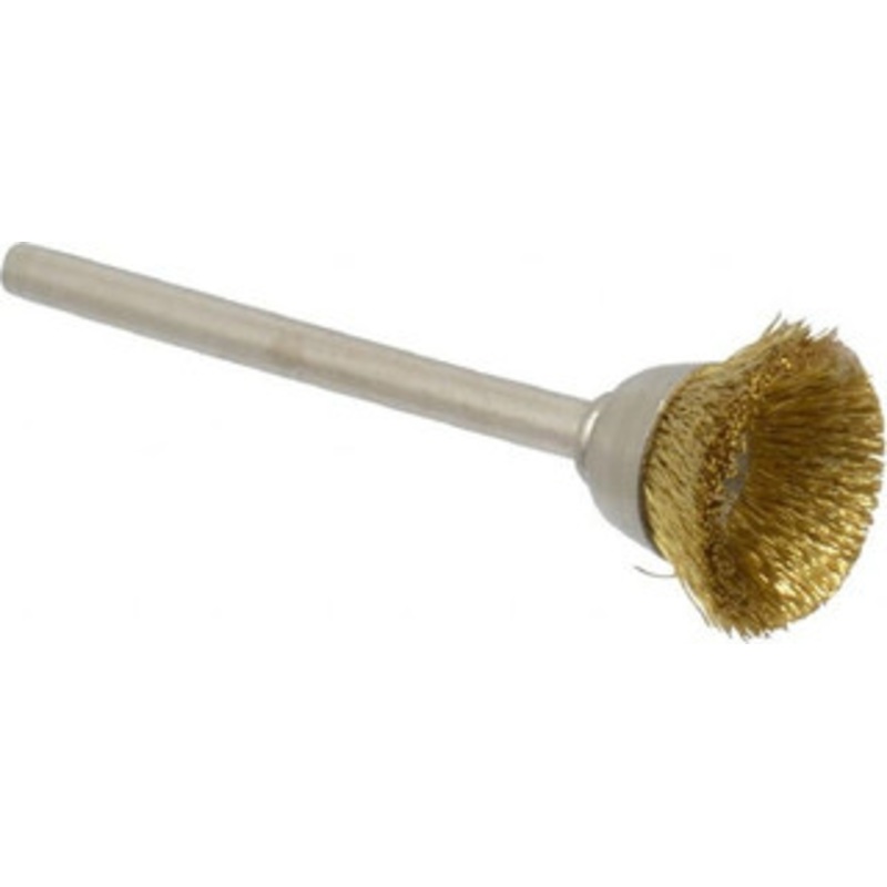 Weiler Abrasives 5/8 Diam 1/8 Shank Brass Fill Cup Brush Crimped Wire, 0.005 Wire Diam, 1/4 Trim, 37,000 Max RPM 98437 – 75852269