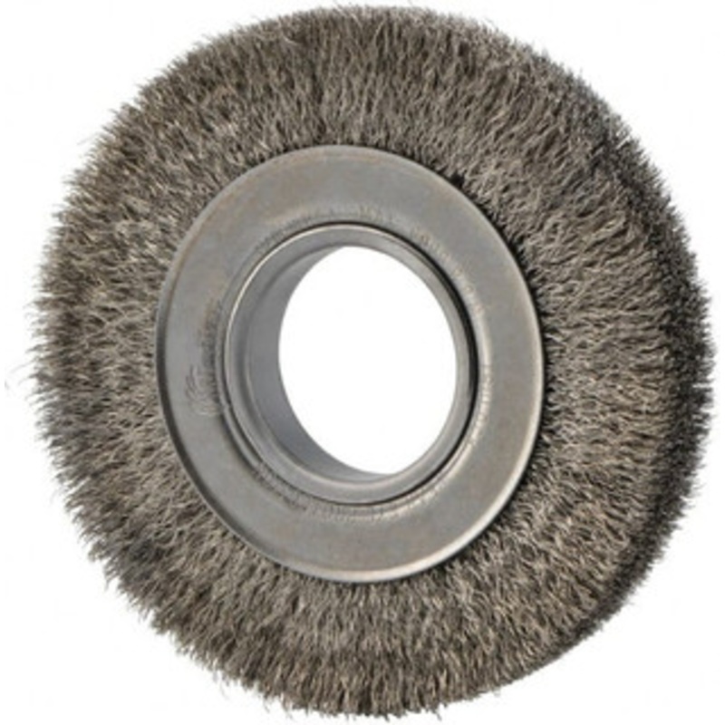 Weiler Abrasives 6 OD, 2 Arbor Hole, Crimped Stainless Steel Wheel Brush 1 Face Width, 1-1/8 Trim Length, 0.0104 Filament Diam, 6,000 RPM 06440 – 75844977