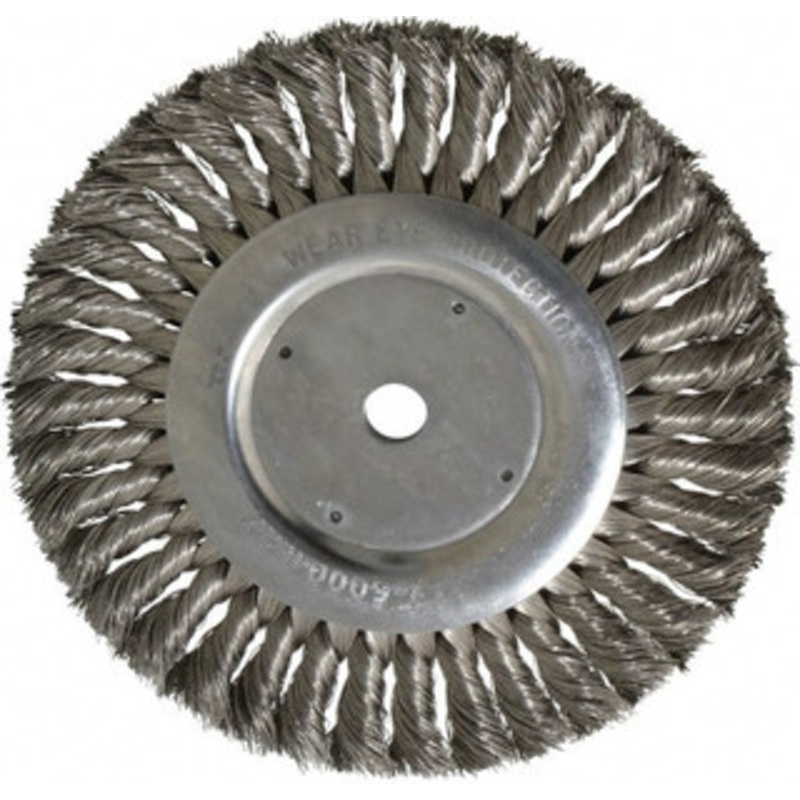 Weiler Abrasives 8 OD, 5/8 Arbor Hole, Knotted Stainless Steel Wheel Brush 5/8 Face Width, 1-5/8 Trim Length, 0.016 Filament Diam, 6,000 RPM 08395 – 75845495