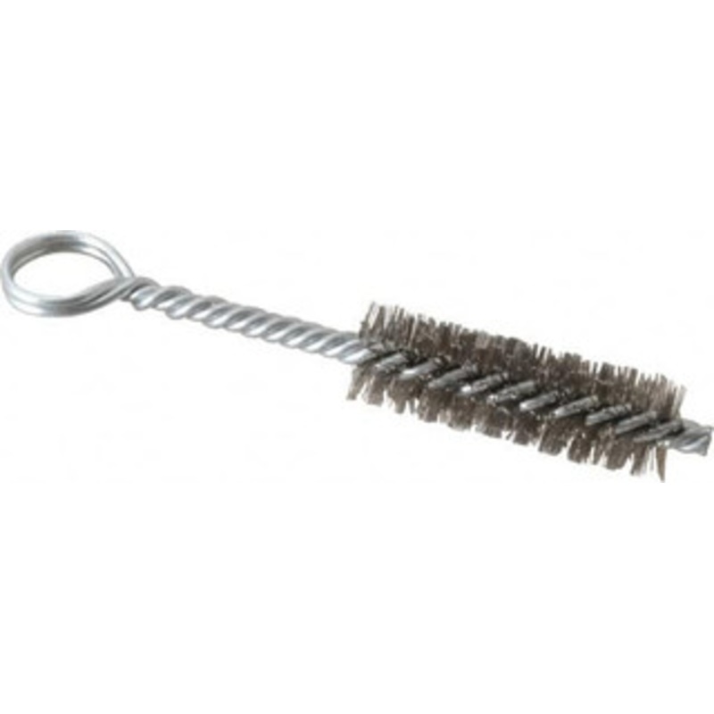 Made in USA 2-1/2 Long x 3/4 Diam Stainless Steel Twisted Wire Bristle Brush Double Spiral, 5-1/2 OAL, 0.01 Wire Diam, 0.235 Shank Diam 09-221205 – 03716586
