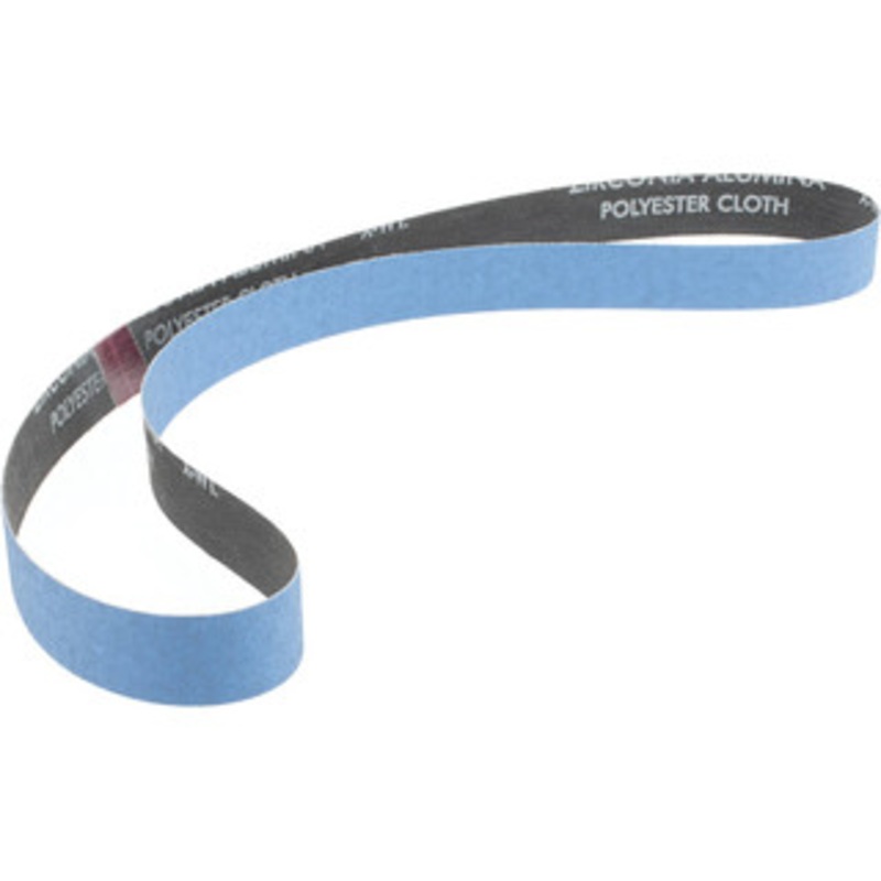 Norton 1 Wide x 42 OAL, 120 Grit, Zirconia Alumina Abrasive Belt Zirconia Alumina, Fine, Coated, X Weighted Cloth Backing, Series R823 78072728590 – 85117125
