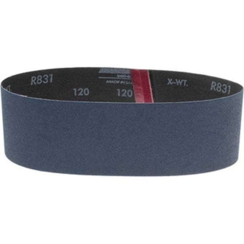 Norton 3 Wide x 24 OAL, 120 Grit, Zirconia Alumina Abrasive Belt Zirconia Alumina, Fine, Coated, Y Weighted Cloth Backing, Series 3X 07660749268 – 03061819