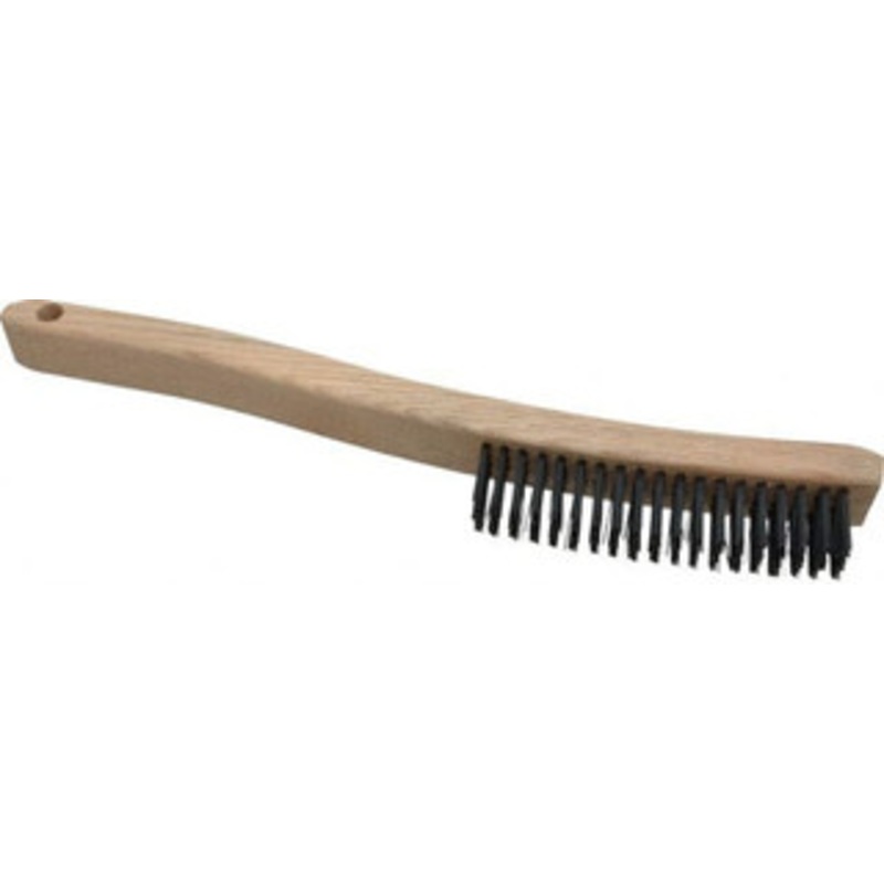 Osborn 4 Rows x 19 Columns Steel Scratch Brush 6 Brush Length, 13-11/16 OAL, 1-1/8 Trim Length, Wood Curved Handle 0005401600 – 53502191