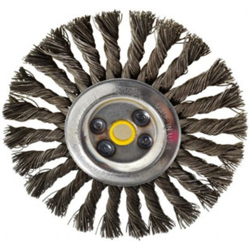 Osborn 6 OD, 5/8 Arbor Hole, Knotted Steel Wheel Brush 1/2 Face Width, 1-1/2 Trim Length, 0.025 Filament Diam, 9,000 RPM 0002674300 – 06082994