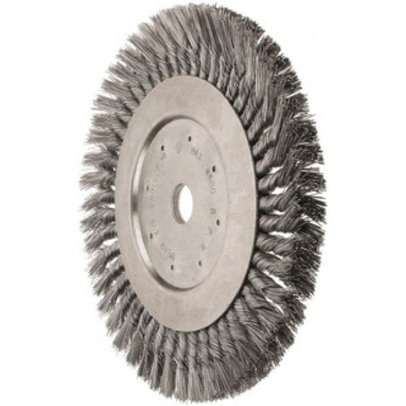 Value Collection 10 OD, 1 Arbor Hole, Knotted Steel Wheel Brush 5/8 Face Width, 1-11/16 Trim Length, 0.012 Filament Diam, 4,500 RPM S00652073 – 00652073