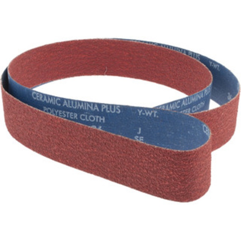 Norton 2 Wide x 72 OAL, 36 Grit, Ceramic Abrasive Belt Ceramic, Very Coarse, Coated, Y Weighted Cloth Backing, Series R981 78072700489 – 82057159
