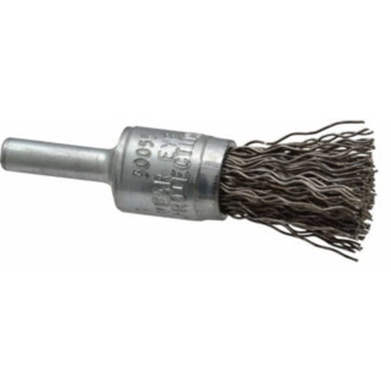 Osborn 1/2 Diam Steel Crimped End Brush 1 Trim Length, 1/4 Shank Diam, 25,000 Max RPM 0003070200 – 00126219