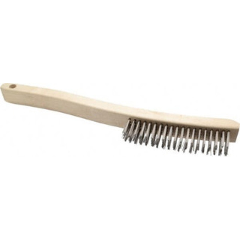 Osborn 4 Rows x 19 Columns Stainless Steel Scratch Brush 6 Brush Length, 13-11/16 OAL, 1-1/8 Trim Length, Wood Curved Handle 0008310100 – 53519542