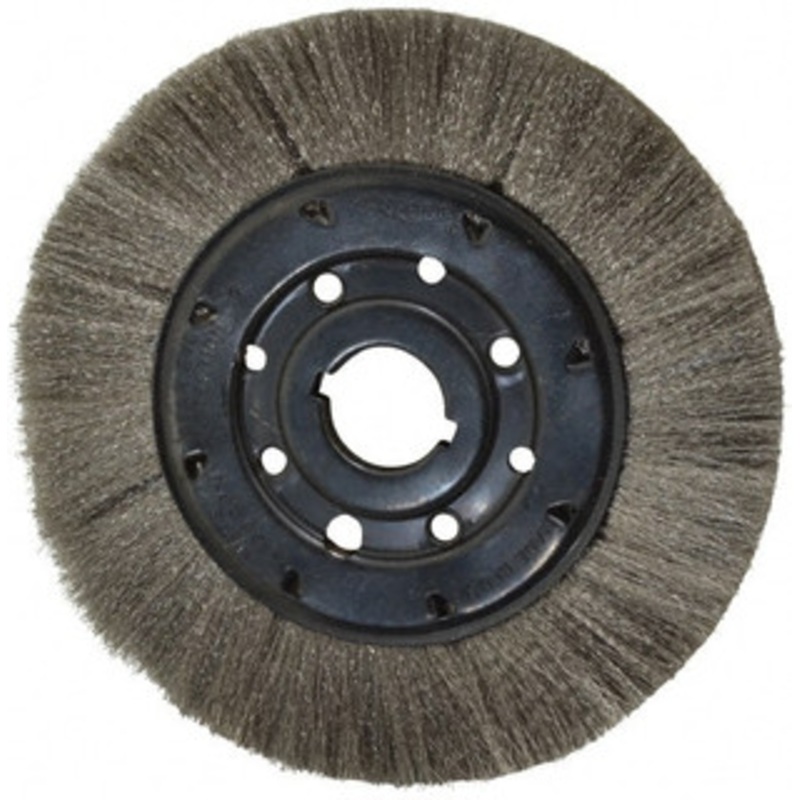 Osborn 8 OD, 1-1/4 Arbor Hole, Crimped Stainless Steel Wheel Brush 3/4 Face Width, 1-1/2 Trim Length, 0.005 Filament Diam, 4,500 RPM 0002110800 – 53491593