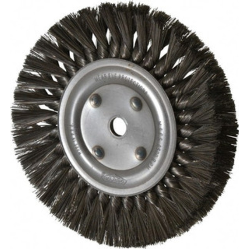 Osborn 8 OD, 5/8 Arbor Hole, Knotted Steel Wheel Brush 5/8 Face Width, 1-11/16 Trim Length, 0.016 Filament Diam, 8,500 RPM 0002674800 – 06083042