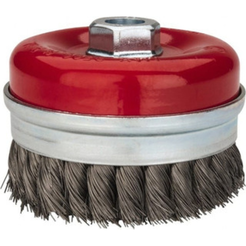 Value Collection 4 Diam 5/8-11 Threaded Arbor Steel Fill Cup Brush Knotted Wire, 0.0137 Wire Diam, 8,500 Max RPM S04185815 – 04185815
