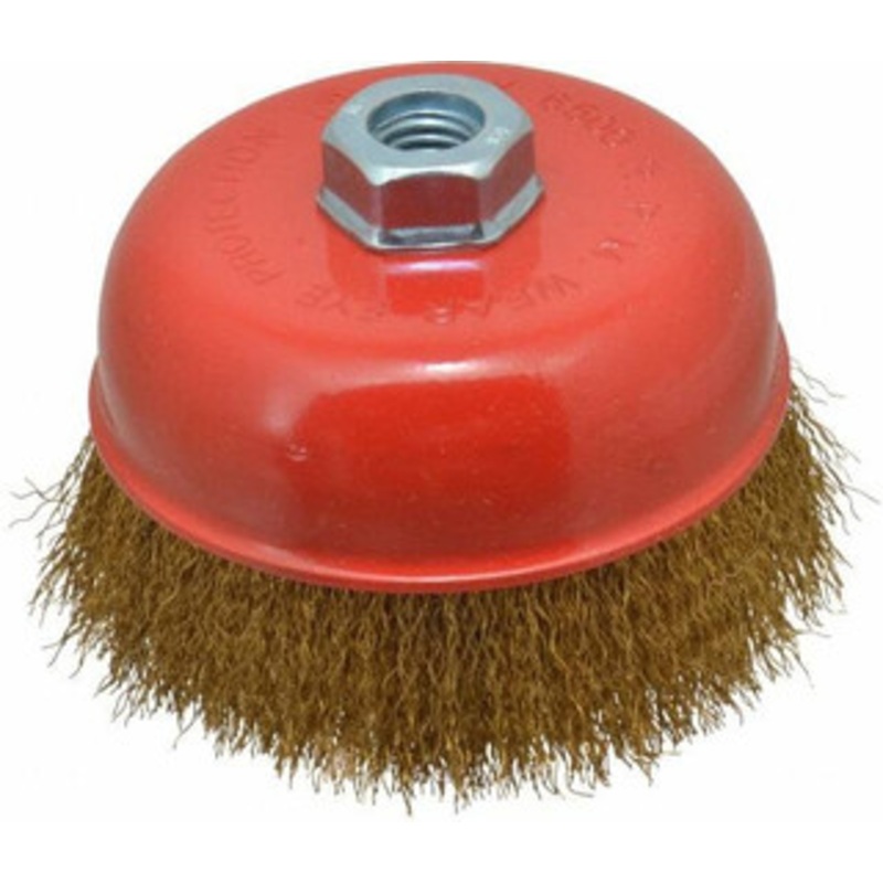 Value Collection 5 Diam 5/8-11 Threaded Arbor Steel Fill Cup Brush Crimped Wire, 0.012 Wire Diam, 6,500 Max RPM S04186334 – 04186334