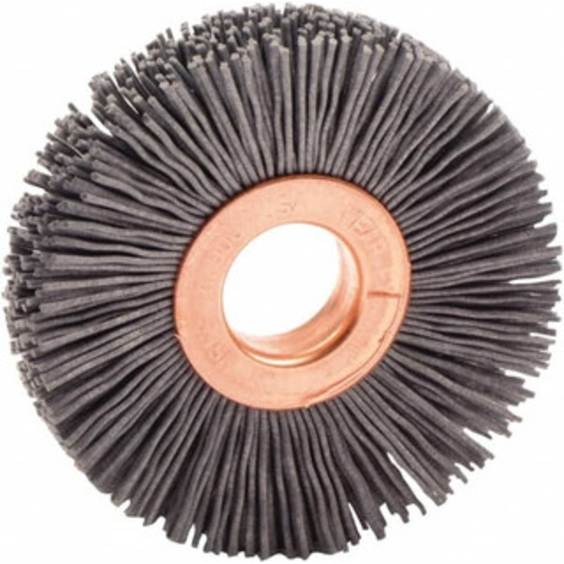 Weiler Abrasives 2 OD, 1/2 Arbor Hole, Nylon Wheel Brush 3/8 Face Width, 1/2 Trim Length, 0.022 Filament Diam, 10,000 RPM 17543 – 99797169