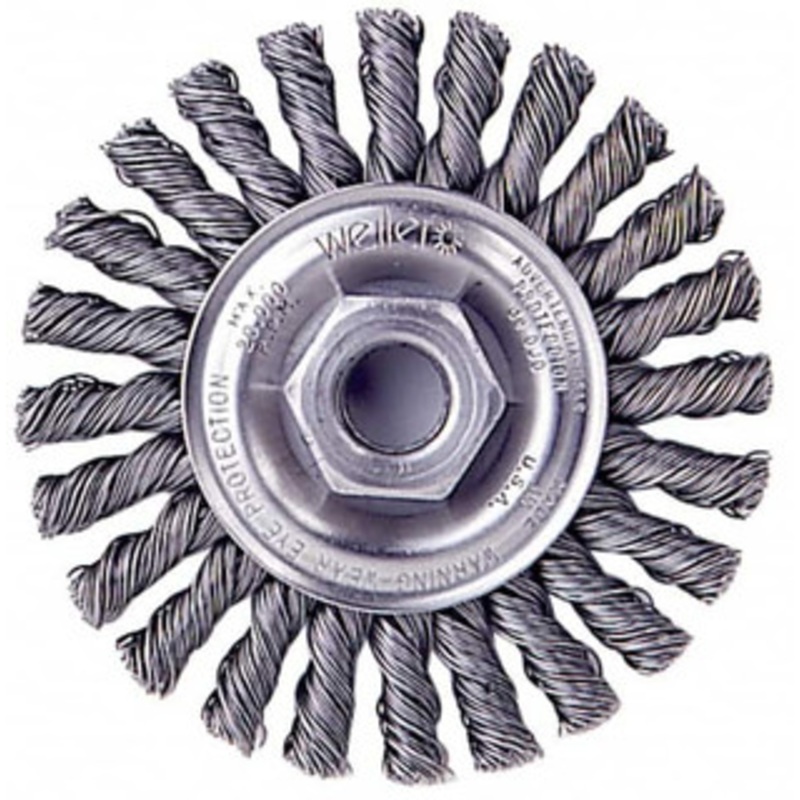Weiler Abrasives 4 OD, 1/2-13 Arbor Hole, Knotted Stainless Steel Wheel Brush 1/4 Face Width, 0.02 Filament Diam, 20,000 RPM 94673 – 03597481