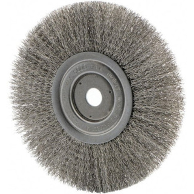 Weiler Abrasives 8 OD, 3/4 Arbor Hole, Crimped Stainless Steel Wheel Brush 0.0118 Filament Diam 01808 – 49729809