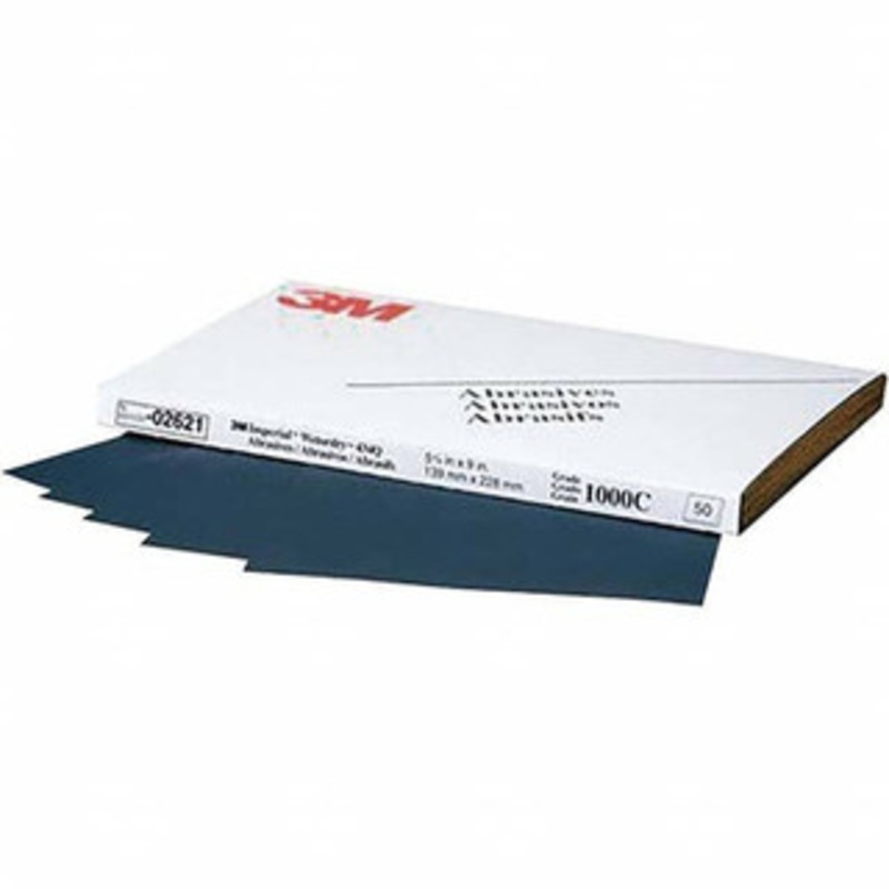 3M 1,000 Grit, Silicon Carbide Sanding Sheet 9 Long x 5-1/2 Wide, Ultra Fine Grade, C Weighted Paper Backing 7000148214 – 86097516