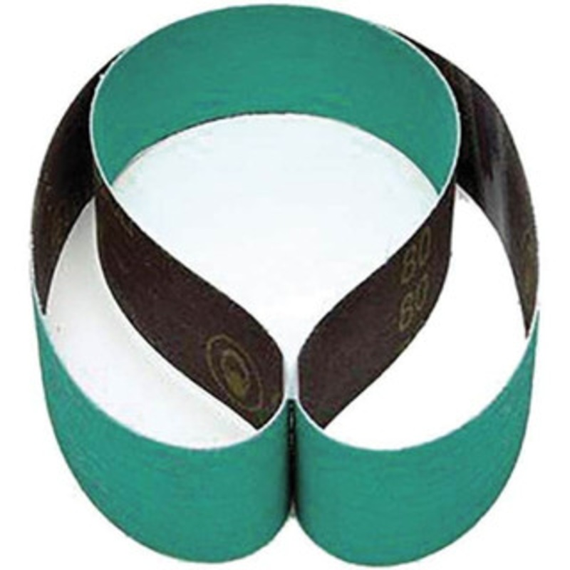 3M 2 Wide x 48 OAL, 80 Grit, Zirconia Alumina Abrasive Belt Zirconia Alumina, Medium, Coated, YF Weighted Cloth Backing, Series 577F 7010308379 – 79112397