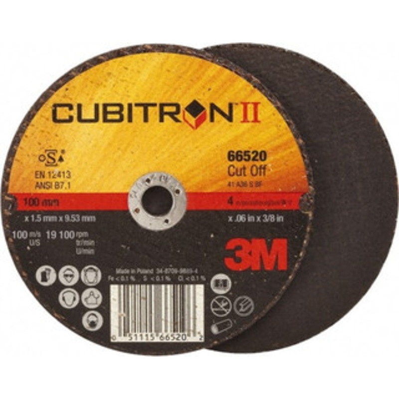 3M 4 x 0.06, 3/8 Hole 36 Grit Ceramic Cutoff Wheel Reinforced, 19,100 Max RPM, Use with Angle Grinders 7100228449 – 81680373