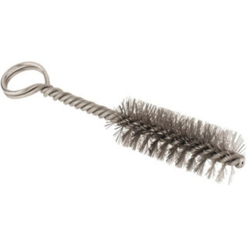 Made in USA 2-1/2 Long x 7/8 Diam Stainless Steel Twisted Wire Bristle Brush Double Spiral, 5-1/2 OAL, 0.01 Wire Diam, 0.162 Shank Diam 09-421406 – 03716461