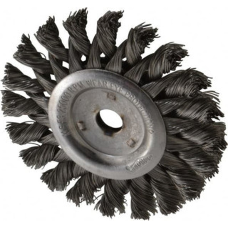 Osborn 3 OD, 3/8 Arbor Hole, Knotted Steel Wheel Brush 3/8 Face Width, 5/8 Trim Length, 0.014 Filament Diam, 25,000 RPM 0002673600 – 06082929