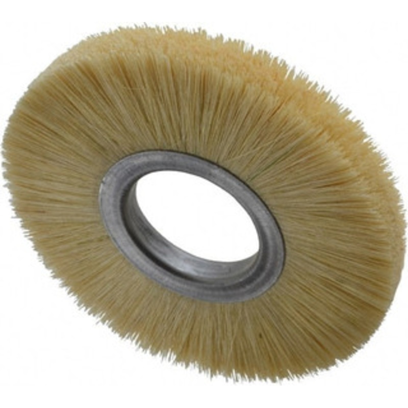 Osborn 6 OD, 2 Arbor Hole, Crimped Natural Fiber Wheel Brush 17/32 Face Width, 1-5/8 Trim Length, 6,000 RPM 0002051600 – 06081640