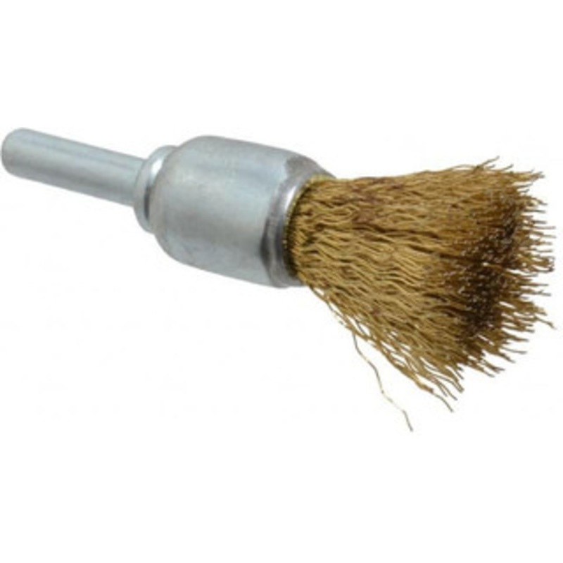 Value Collection 5/8 Diam Brass-Coated Steel Crimped End Brush 1 Trim Length, 1/4 Shank Diam, 4,500 Max RPM S88934773 – 88934773