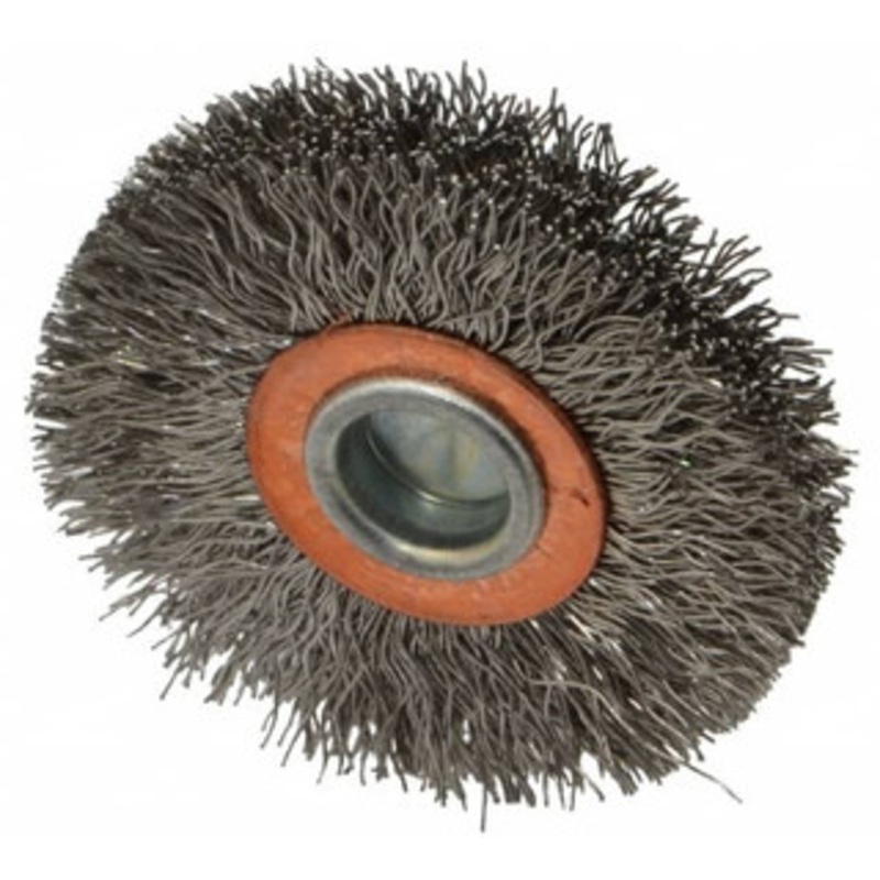 Weiler Abrasives 2 OD, 1/4 Shank Diam, Crimped Stainless Steel Wheel Brush 3/8 Face Width, 1/2 Trim Length, 0.0118 Filament Diam, 20,000 RPM 90312 – 00462903