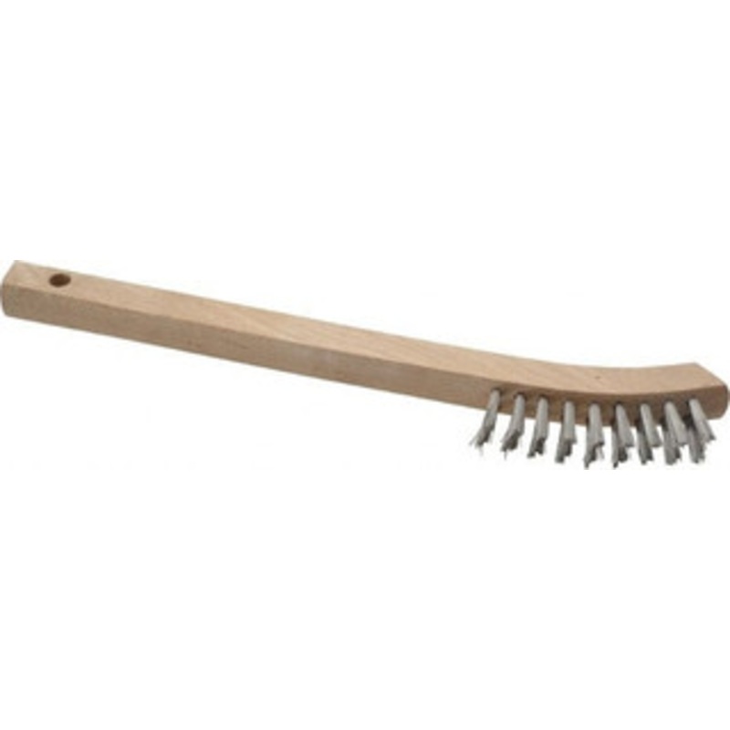 Weiler Abrasives 2 Rows x 9 Columns Stainless Steel Scratch Brush 8-3/4 OAL, 5/8 Trim Length, Wood Toothbrush Handle 98473 – 82074501
