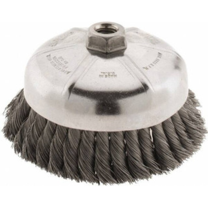 Weiler Abrasives 6 Diam 5/8-11 Threaded Arbor Steel Fill Cup Brush Knotted Wire, 0.014 Wire Diam, 1-3/8 Trim, 6,600 Max RPM 94703 – 03598034