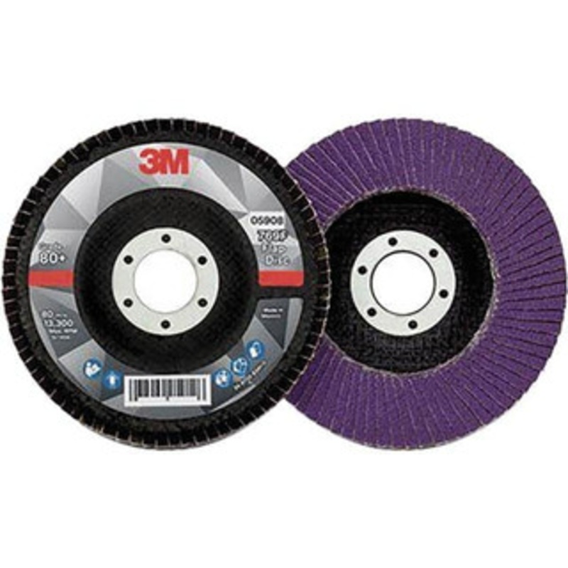 3M 4-1/2 7/8 Center Hole Type 29 Ceramic Flap Disc Medium Grade, Coated, Arbor Attachment, Fiberglass Backing, 13,300 RPM 7100178028 – 11029600
