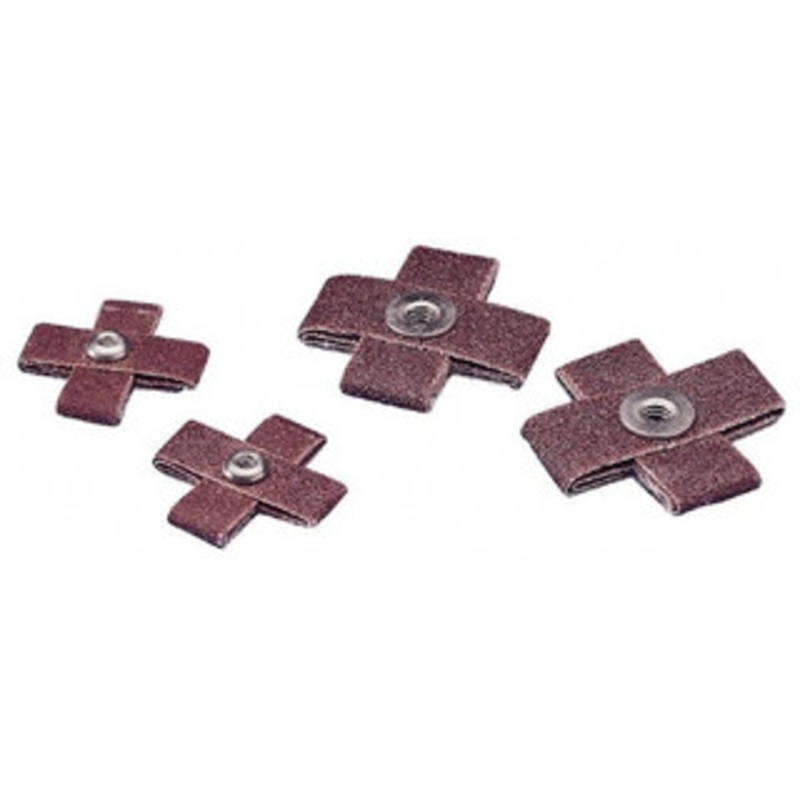 3M 60 Grit, Medium Grade, Aluminum Oxide Cross Pad 3-1/2 Long x 3-1/2 Wide x 1-1/2 Thick, Cloth Backed, X Backing Weight, 8 Ply, 15,000 Max RPM 00051119128086 – 01028968