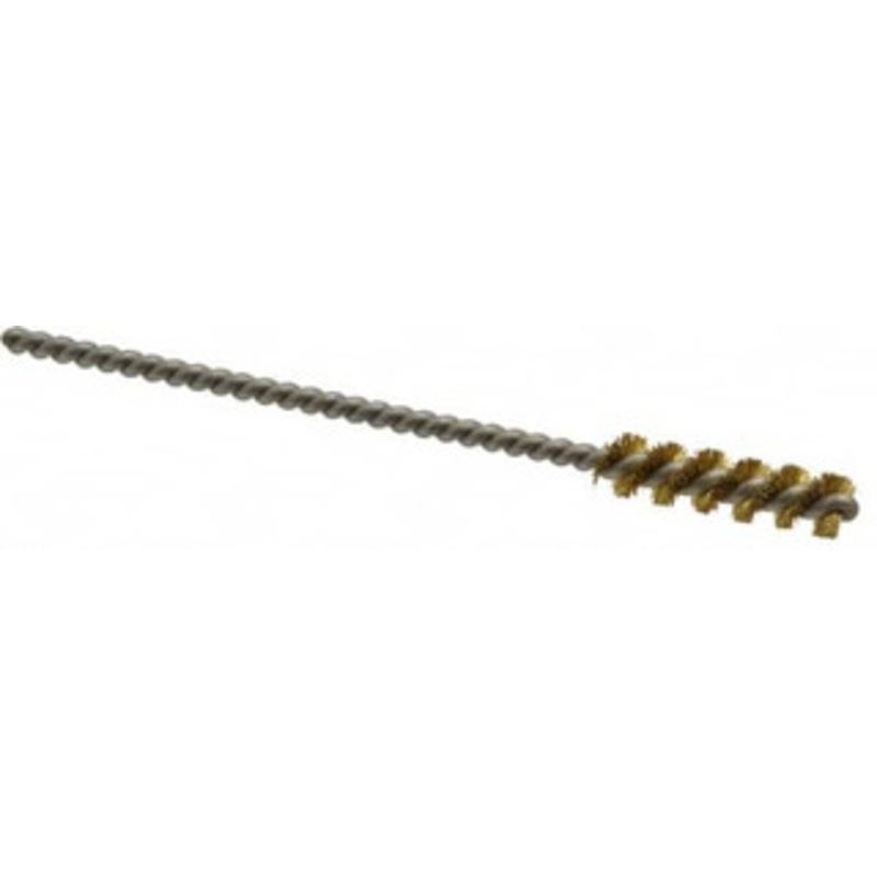 Made in USA 1/4 Diam Helical Brass Tube Brush Single Spiral, 0.004 Filament Diam, 1 Brush Length, 3-1/2 OAL, 0.11 Diam Stainless Steel Shank 09-400434 – 03715463