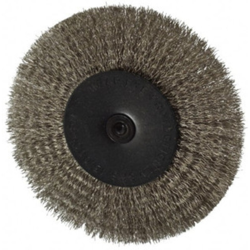 Osborn 4 OD, 1/4 Shank Diam, Crimped Stainless Steel Wheel Brush 1/2 Face Width, 1 Trim Length, 0.008 Filament Diam, 15,000 RPM 0001145500 – 06082242