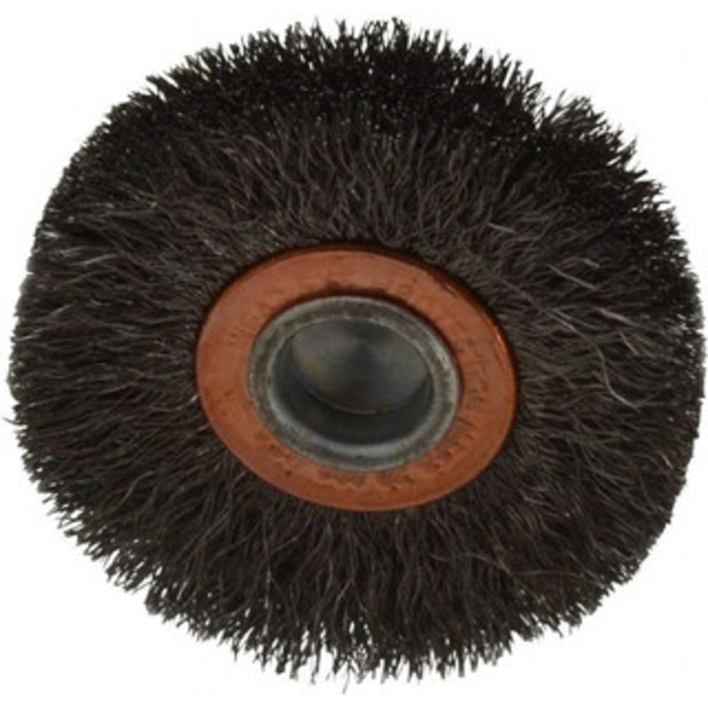 Weiler Abrasives 2 OD, 1/4 Shank Diam, Crimped Steel Wheel Brush 3/8 Face Width, 1/2 Trim Length, 0.006 Filament Diam, 20,000 RPM 17609 – 75849844